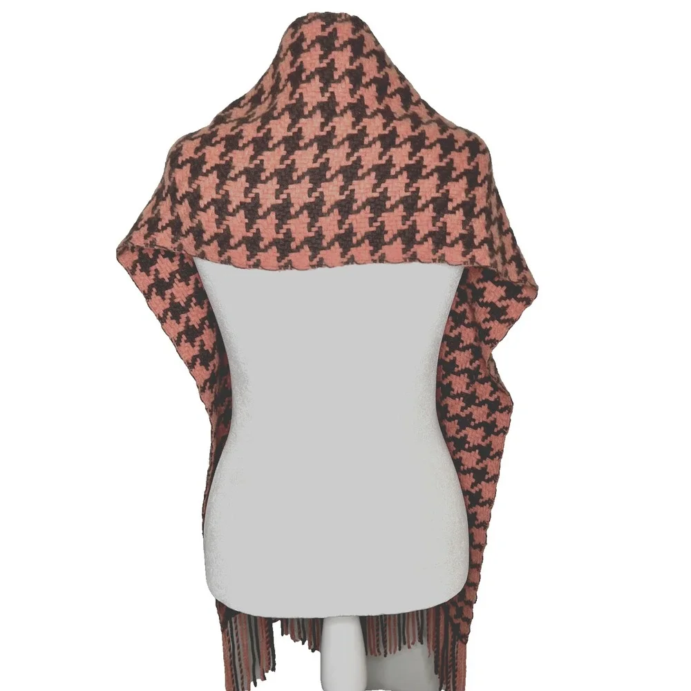 Banana Republic Houndstooth Scarf Wrap Lambswool Angora‎ Tassels Fall Halloween